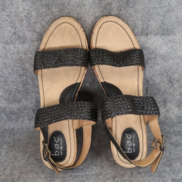 Born Concept Shoes Womens 11 Sandal Fashion Wedge Woven Straps Black Comfort boc - Picture 9 of 13